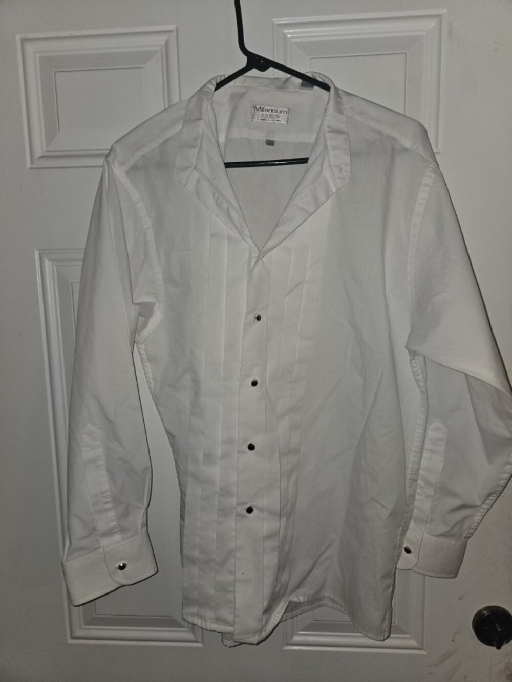 Mens Tuxedo Dress Shirt Vintage Arrow Millennium White Long Sleeve Button Front